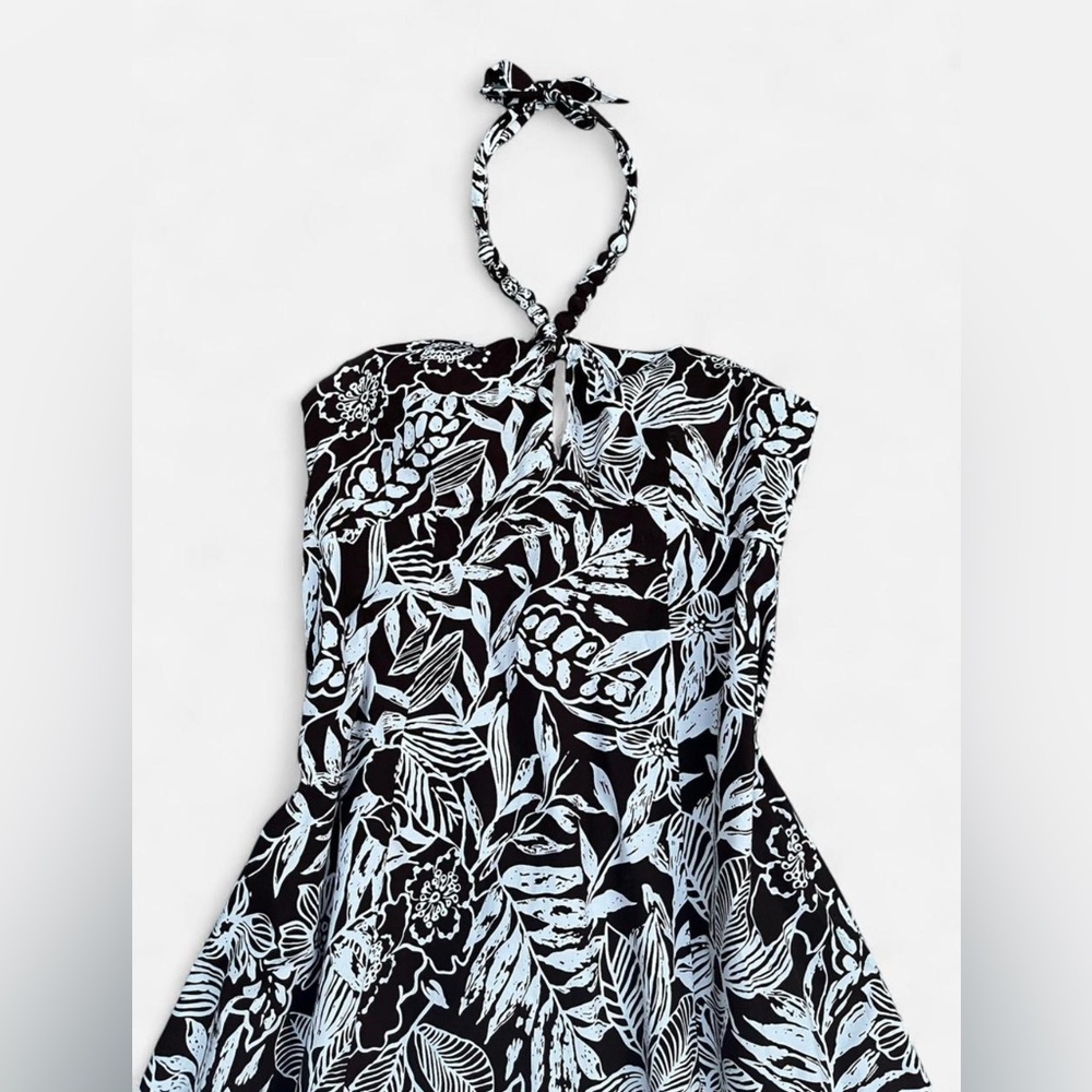 Vintage Floral Halter Neck Midi Dress